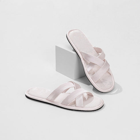 Silky Satin Cross Strap Slides