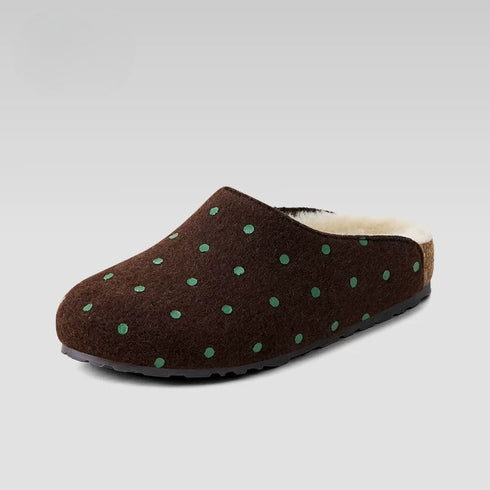 Polka Dot Fuzzy Buckle Clogs