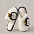 Cozy Apple Motif Plush Slides
