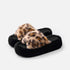 Leopard Print Platform Plush Slippers