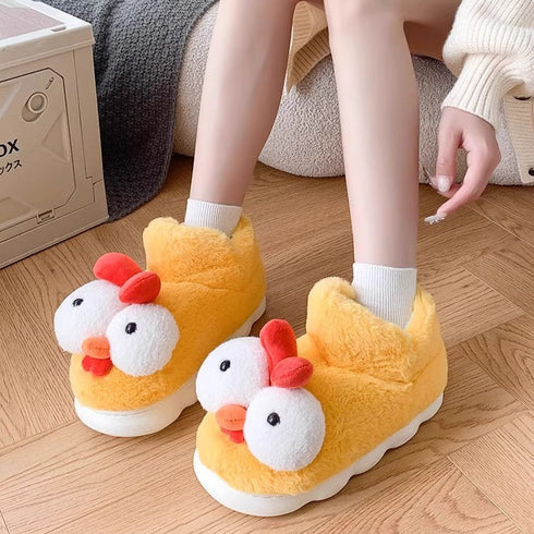 Quirky Chicken Plush Home Slippers