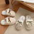 Lace Bow Plush House Slippers