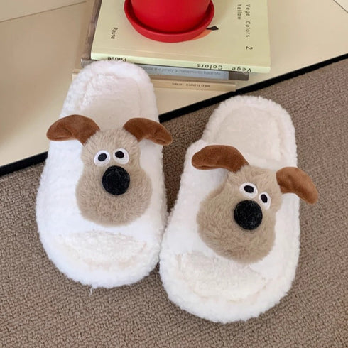 Doggo Face Fuzzy Home Slippers