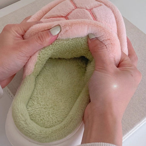 Turtle Shell Plush House Slippers
