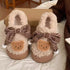 Teddy Bow Sherpa House Slippers