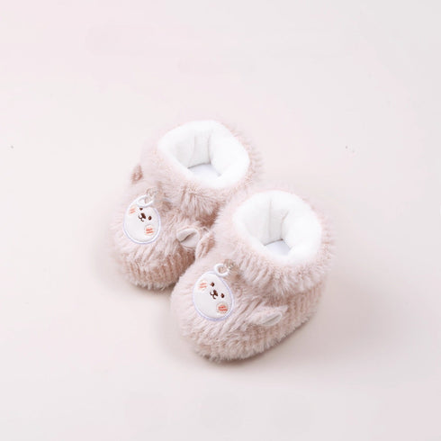 Fuzzy Bear Face Soft Sole Boots