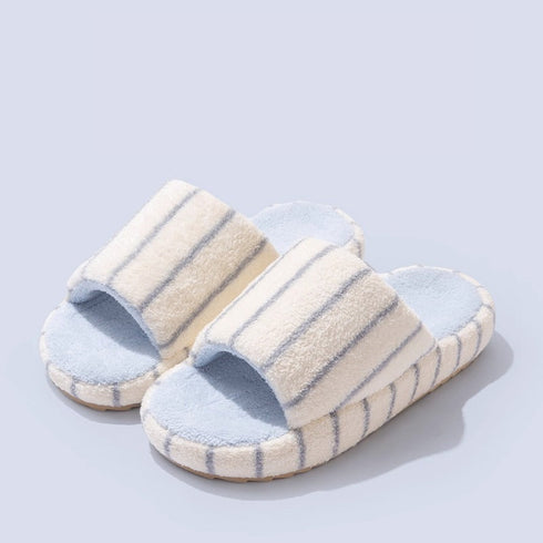 Cozy Striped Terry Texture Slides