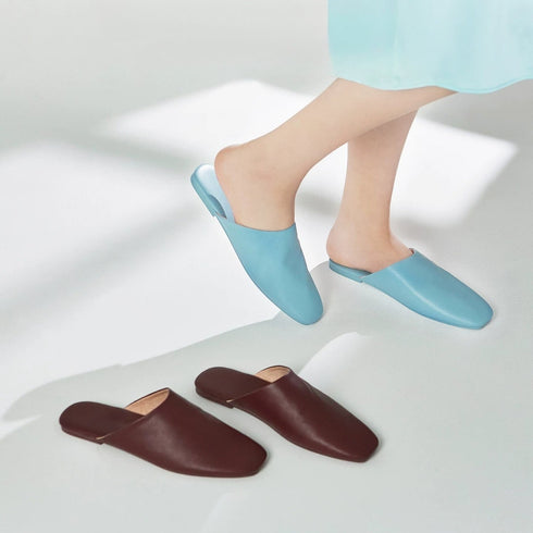 Lazy Elegance Leather Flat Mules
