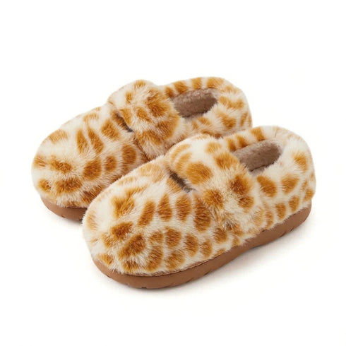 Fuzzy Spotted Mary Jane Slippers