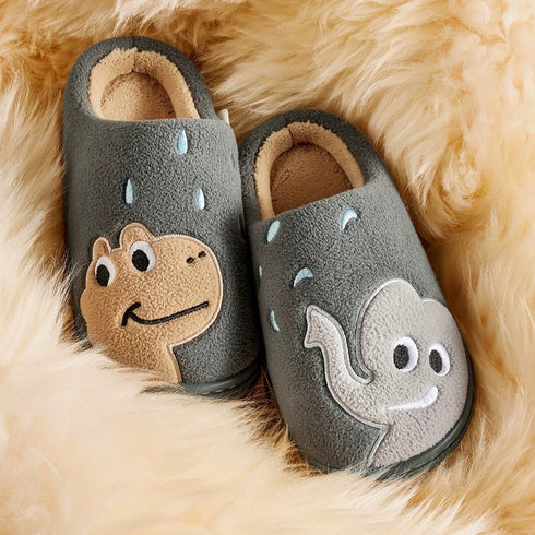 Embroidered Animal Fleece Indoor Slippers