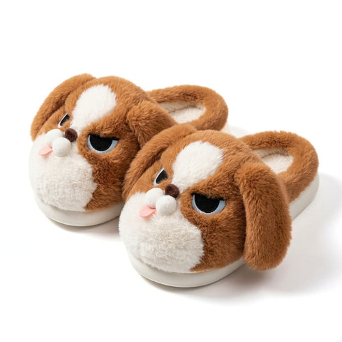Grumpy Puppy Plush House Slippers