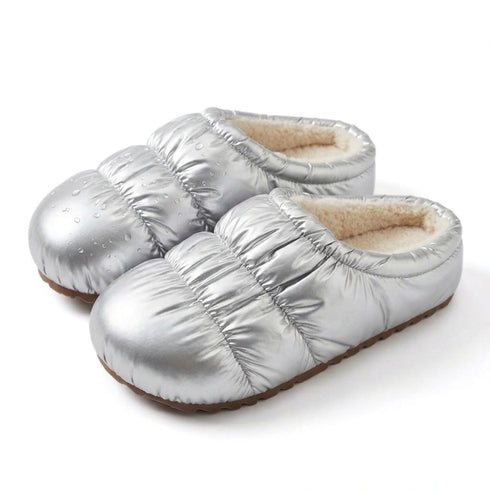 Puffy Quilted Thermal Fleece Slippers