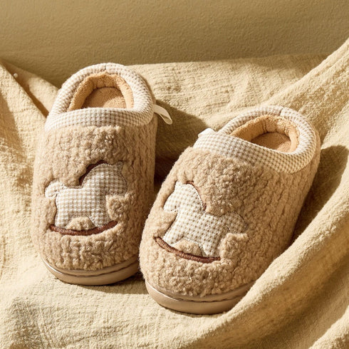 Plaid Rocking Horse Plush Slippers