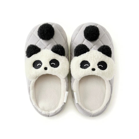 Quilted Cartoon Animal Pompom Slippers