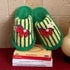 Striped Horse Patch Plush Slippers