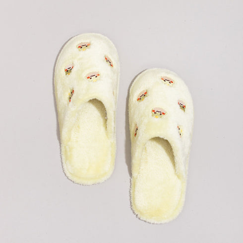 Whimsical Cartoon Embroidered Plush Slippers