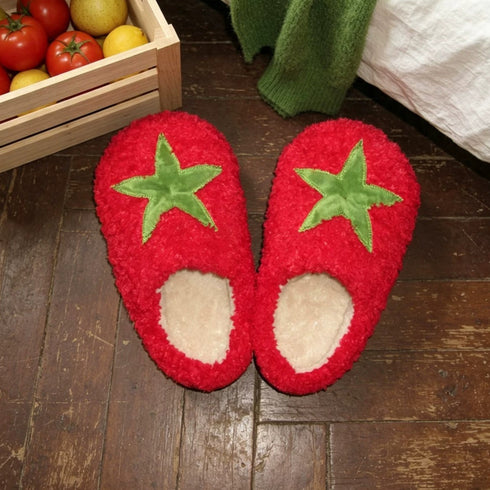 Plush Tomato Fleece House Slippers