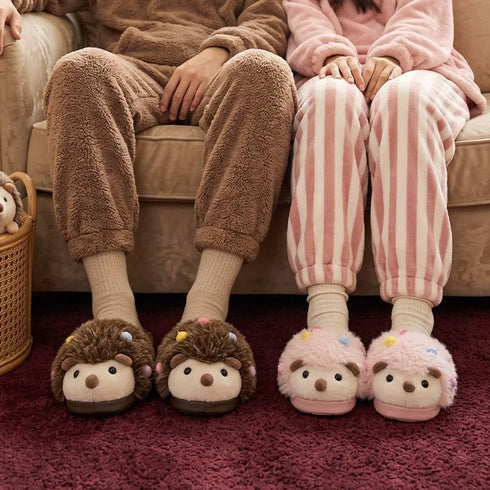 Whimsical Hedgehog Plush House Slippers