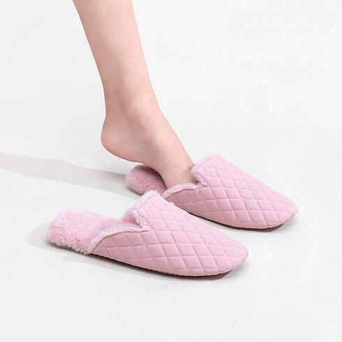 Cozy Quilted Diamond Scuff Slippers