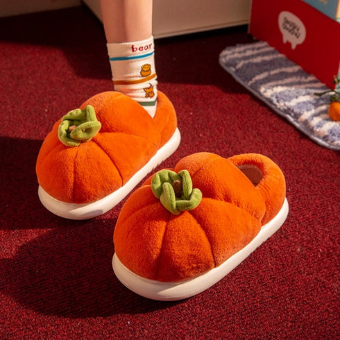 Plush Persimmon Fruit Design Slippers