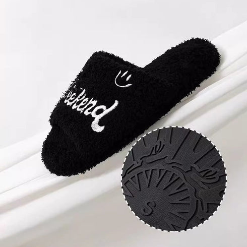 Cozy Weekend Vibe Plush Slides