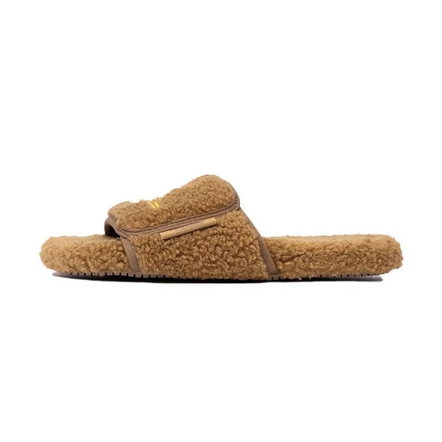 Cozy Sun Embroidered Fuzzy Slides