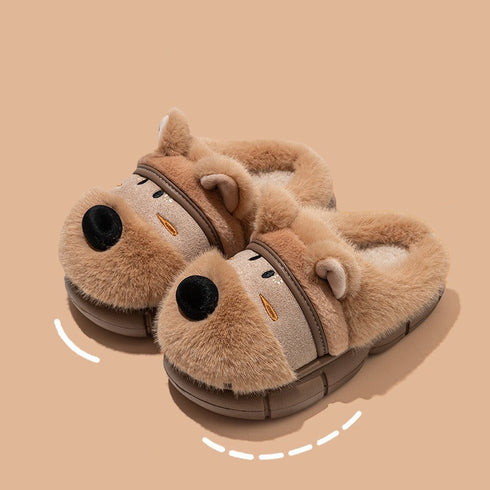Fuzzy 3D Puppy Winter Slippers