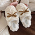 Lace Bow Plush House Slippers