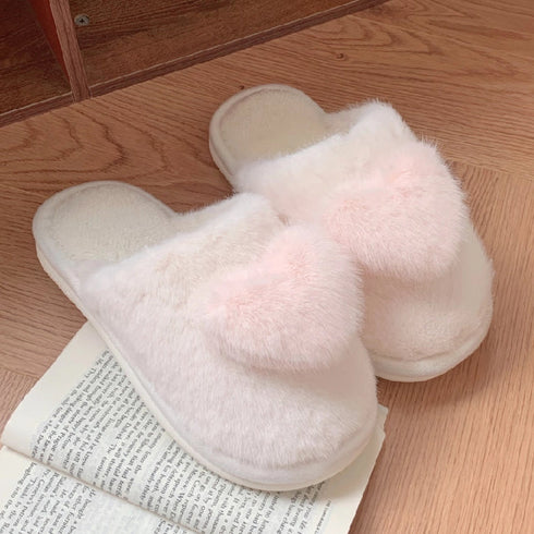Puffy Heart Fluffy House Slippers