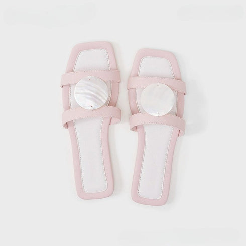 Chic Shell Decor Flat Slides