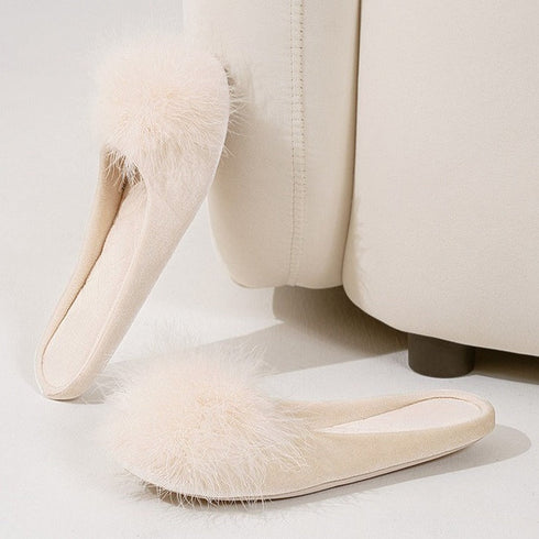 Pompom Plush Ballet Slippers