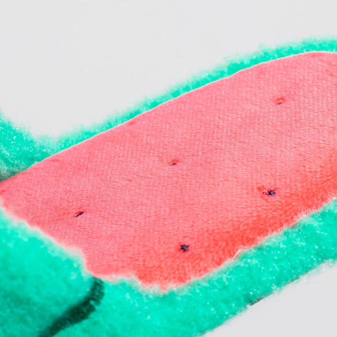 Watermelon Slice Fuzzy Open Toe Slippers