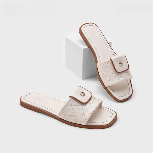 Chic Quilted Square Toe Slides