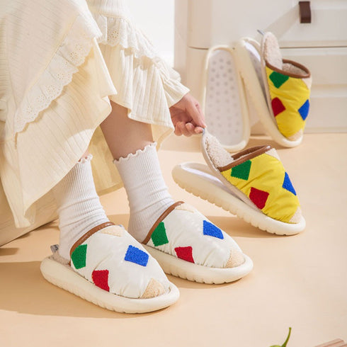 Puffy Geo Patch Indoor Slippers