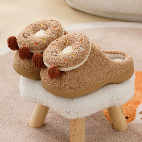 Fuzzy Sprinkled Donut Platform Slippers