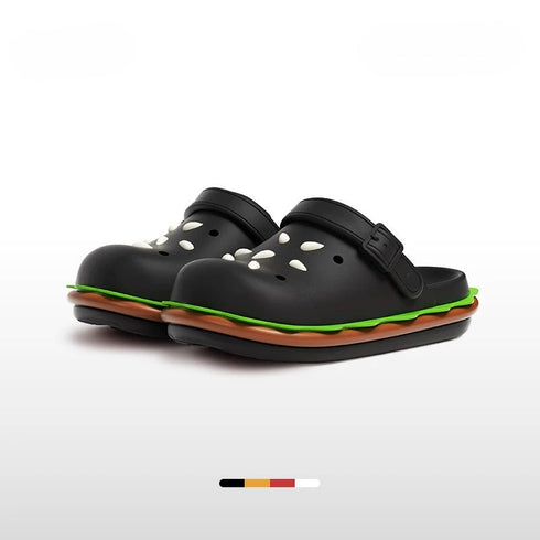 Novelty Burger Shaped Platform Clogs