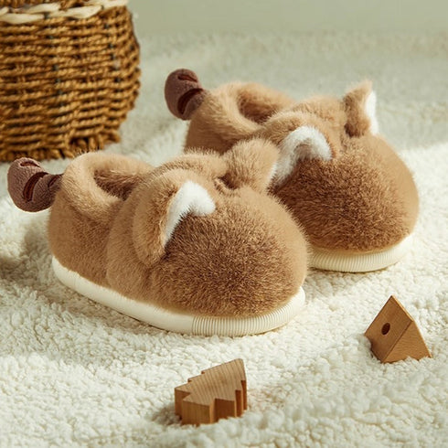 Fuzzy Chipmunk Design Kids Slippers