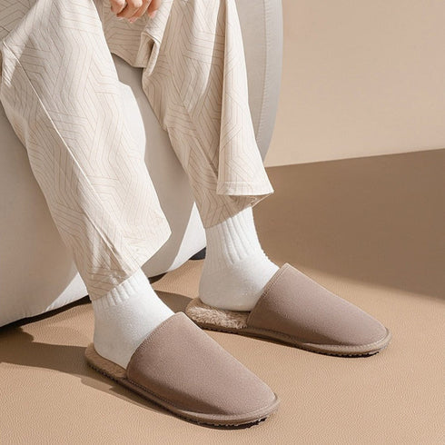 Low-Profile Fleece Lounge Slippers