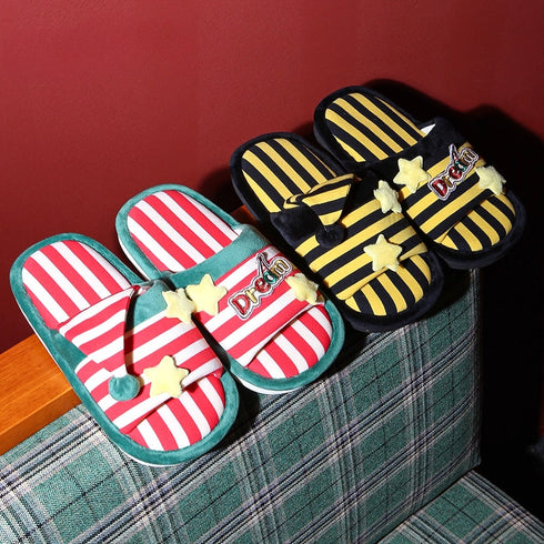 Contrast Stripe Star Patch Slippers