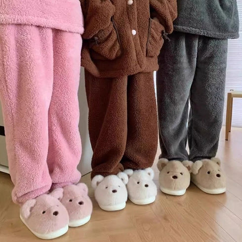 Teddy Ears Plush Home Slippers
