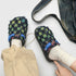 Frayed Checkerboard Buckle Strap Mules