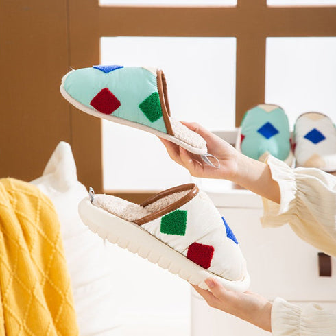 Puffy Geo Patch Indoor Slippers