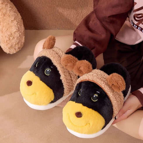 Whimsical Bee Puppy Plush Slippers