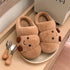 Croissant Face Plush Platform Slippers