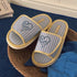 Retro Striped Heart Embroidery Slides