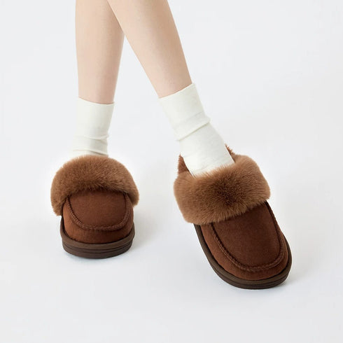 Plush Suede Slingback Platform Slippers