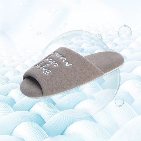 Embroidered Lettering Open Toe Slides