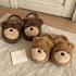 Fuzzy Teddy Bear Face Slippers