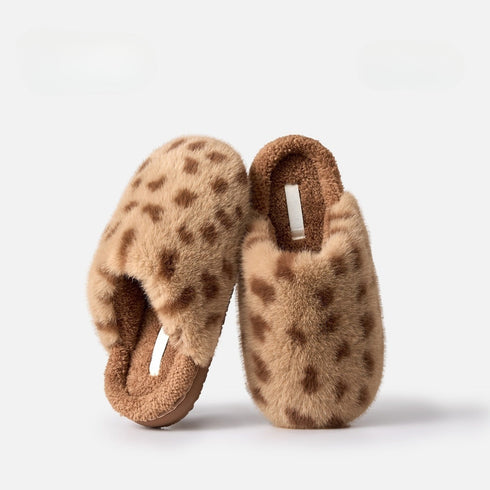 Fuzzy Spotted Indoor House Slippers