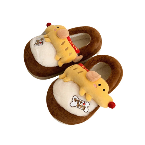 3D Hot Dog Pup Slippers